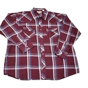 Sheplers Shirt Mens 2XL Red Plaid Western Snap Long Sleeve Pearl Pockets